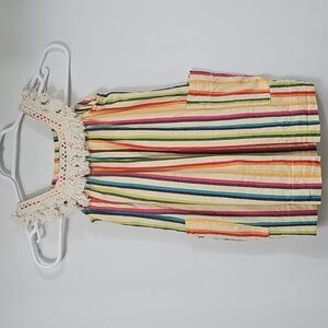 Anthem of the Ants Fiesta Fringe Sundress 3T Multicolor Stripe with Lace Pockets